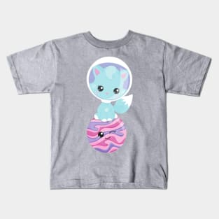 Space Cat, Cute Cat, Astronaut, Cosmonaut, Planet Kids T-Shirt